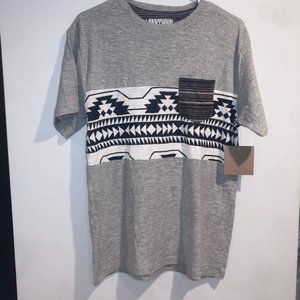 Libertador Mens Short Sleeve Tee Shirt Medium Gray Pocket Cotton Heathered